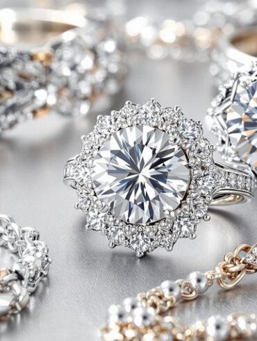 Hochglanz rhodiniertes Schmuckstück in verschiedenen Designs.